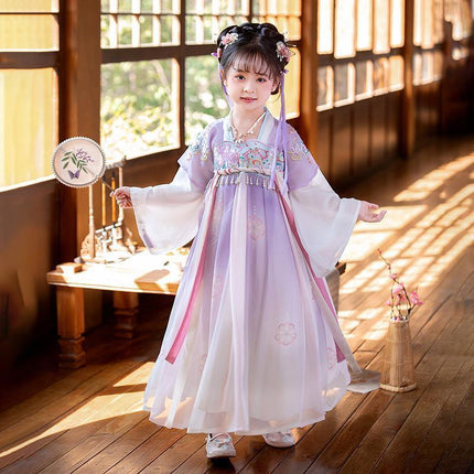 Girs Ancient Chinese Traditional Hanfu Dress Tang Ming Dynasty Costume - Aimall