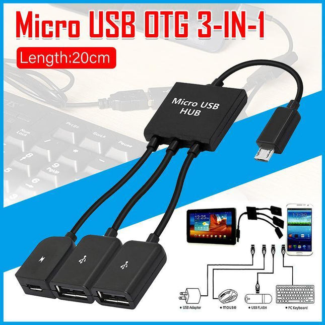 Micro USB 2.0 OTG HUB Cable Adapter AU Male to Female Dual Host Fast Transfer - Aimall