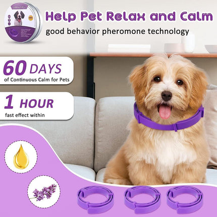 3/6PCS 62cm Pet Calming Collar Adjustable Anti-anxiety for Cats Dogs Stress Reduction - Aimall