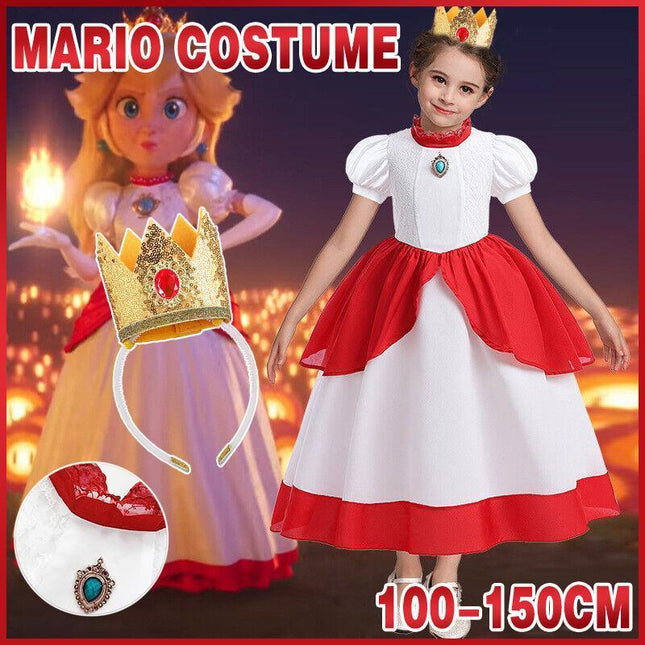 Little Princess Peach Dress for Girls Cosplay Costume
