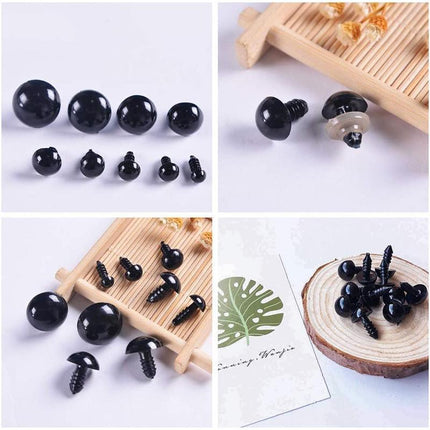 100x Teddy Plush Doll Black Plastic Safety Eyes DIY Toy Crafts Kit 6-12mm NEW - Aimall