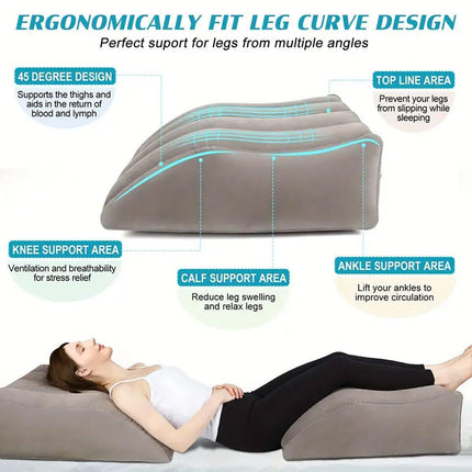 Inflatable PVC Leg Pillow Wedge Triangle Foot Cushion Flocking
