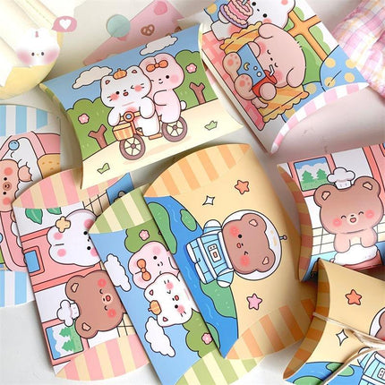 100PCS Pillow Shape Gift Boxes Paper Pouch Folding Carton Party Wedding Favors