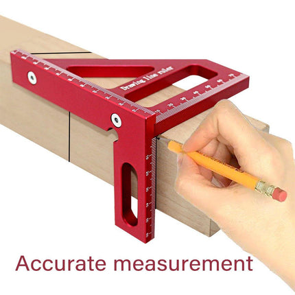 Aluminum Alloy Woodworking Metric Scribe Angle Triangle Ruler Line Gauge Tool