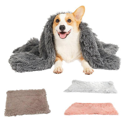 Dog Blanket Pet Cat Mat Puppy Warm Soft Plush Washable Reusable Calming Bed - Aimall