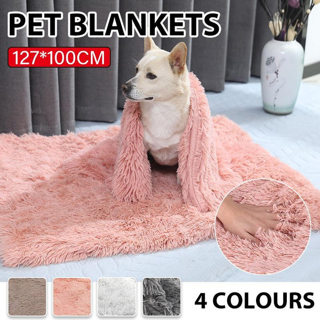 Dog Blanket Pet Cat Mat Puppy Warm Soft Plush Washable Reusable Calming Bed - Aimall