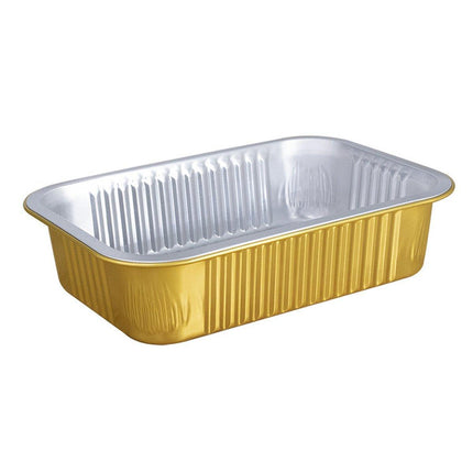 50 PCS Thickened Foil Box with Plastic Lid Rectangular Aluminum Foil