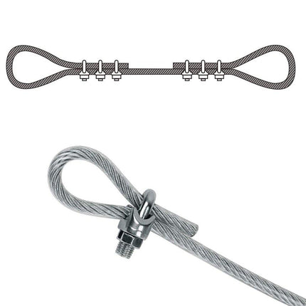 16X 304Steel Wire Rope Grips Clamps U Bolts Fitting Cable Cord Tie M6 6mm Sliver