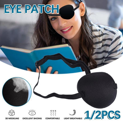 New 1/2PCS Eye Patch Eye Shade Concave Washable Adjustable Strap Black - Aimall