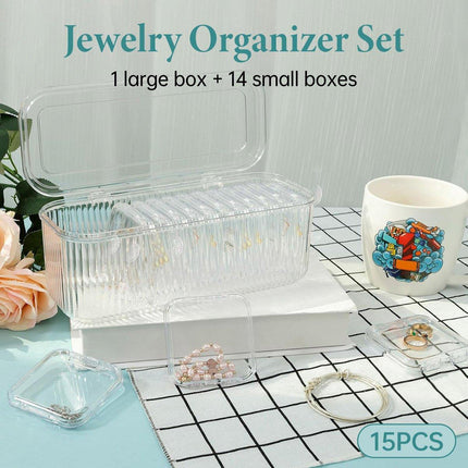 15pcs Transparent Storage Box Jewelry Organizer Bracelet Necklace Anti-Oxidation