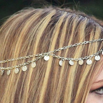 Bohemia Boho Gypsy Wafer Tassel Head Chain Headpiece Beauty Party Jewellery HOT - Aimall