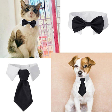 2pcs Pet Bow Tie Collar Dog Cat Suit Dress Accessories Adjustable Neck Strap