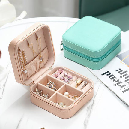 Travel Jewelry Organizer Box Portable Leather Storage Ornaments Ring Earrings