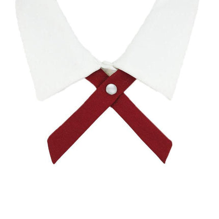 Large Women Criss-Cross Bow Tie School Girl Uniform Solid Adjustable Pre Tied Necktie - Aimall
