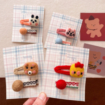 Cute Cartoon Cube Animal Hairpin Fall Winter Fashion Hair Accessories for Women