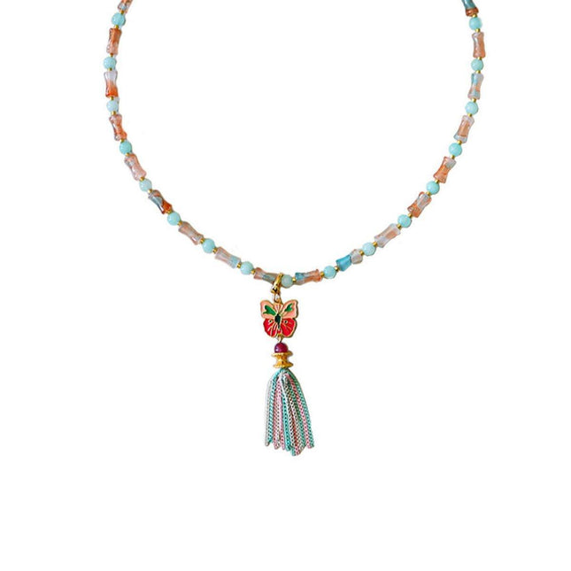 New Chinese Colorful Butterfly Necklace Women Simple Elegant Jewelry Design
