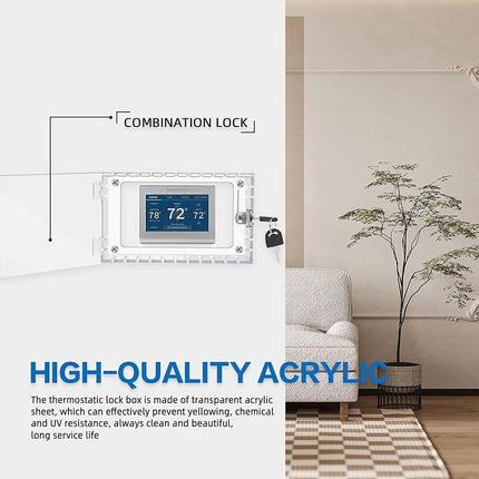 Transparent Thermostat Lock Box with Key Wall Mount Protective Security Cover