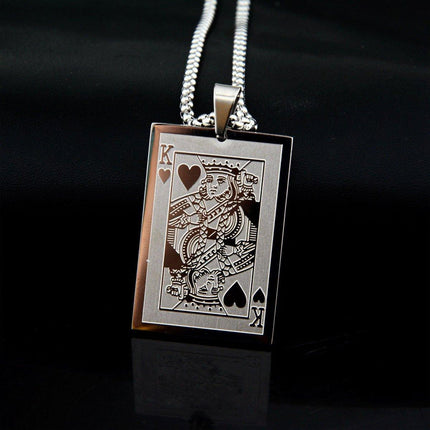 King of Hearts Poker Necklace Stainless Steel Pendant for Men Fashion Jewelry