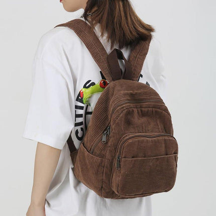 Schoolbag Corduroy Shoulder Bag Simple Mini Backpack for Daily Casual Use
