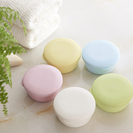 4PCS Round Portable Bathroom Soap Box Lid Travel Soap Holder Draining Soap Dish