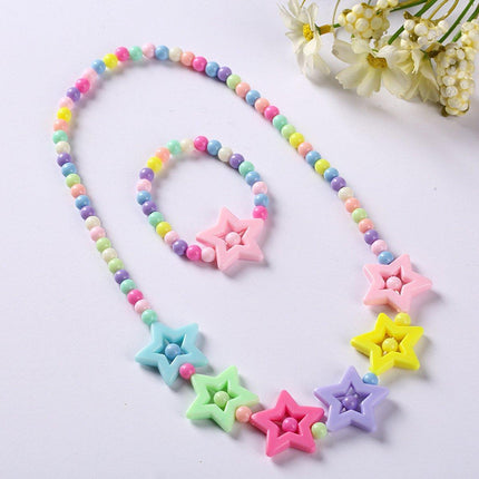 20pcs Candy Colour Bead Necklace and Bracelet Set for Dress-up and Party Accessories
