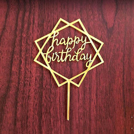 Elegant Acrylic Happy Birthday Cake Topper Decoration Card for Party Supplies