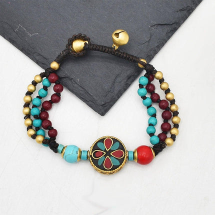 Ethnic Style Handmade Bracelet Color Stone Sky Bead Fashion Round Bead Bracelet