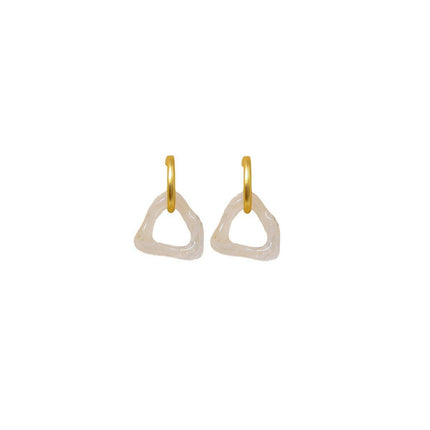 Retro Geometric Triangle Coffee Beige Earrings Women Girls Trendy Fashion