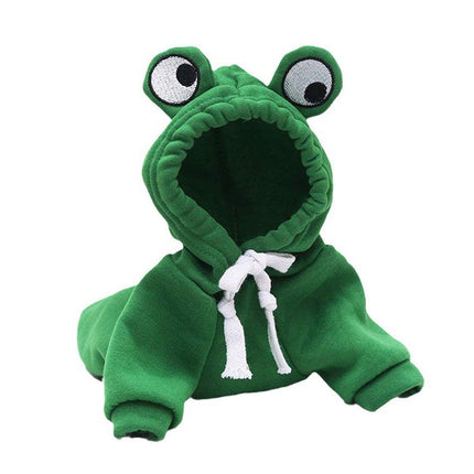 Warm Hooded Cartoon Frog Pet Clothes for Dogs and Cats Autumn Winter Vest