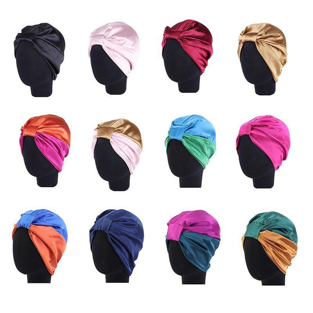 Imitated Silk Sleeping Cap Sleep Hat Womens Night Hair Styling Care Bonnet Wrap - Aimall