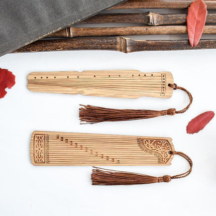 Chinese Style Bass Book Folder Book Clip Bamboo Bookmark Guitar Bookmark Lable - Aimall