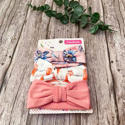 3PCS/Set Baby Girl Infant Toddler Headband Wrap Top Knot Soft Single Bow Turban - Aimall