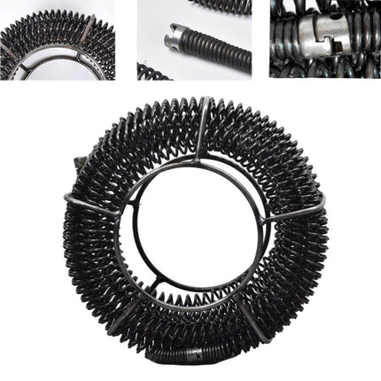 12M Plumber Drain Snake Pipe Cleaner with 6 Drill Bits Black Pipeline Sewer Tool