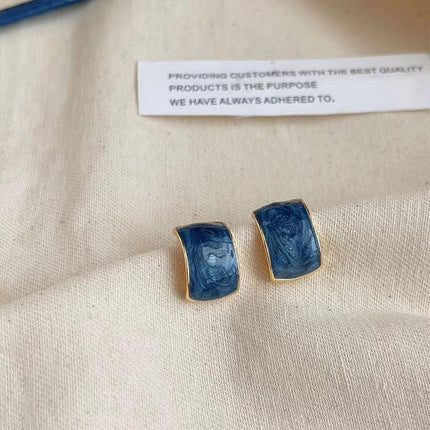 Elegant Geometric Halo Blue Vintage Stud Earrings Fashion Jewelry for Women