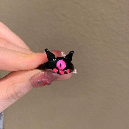 Small Monster Open Ring Women's Cute Kitten Black Cat Monster Celebrity Sweet Ring