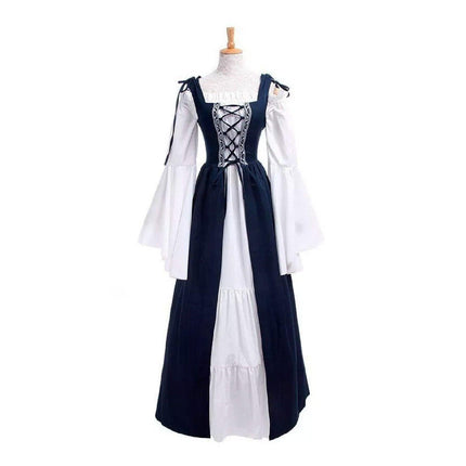 Halloween Costume Amazon Explosions European And American Square Collar Bundle Waist Medieval Renaissance Retro Dress