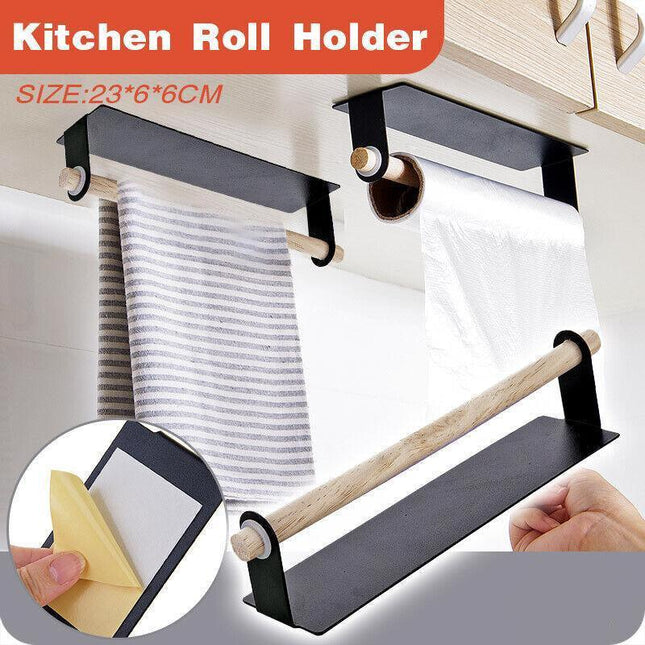 Under Cabinet Kitchen Roll Holder Paper Toilet Towel Storage Rack Self Adhesive - Aimall