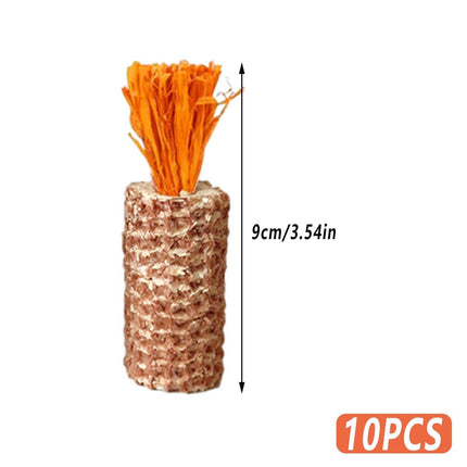 10pcs Pet Chewing Radish Hamster Toys Corn Cob Teething Sticks for Small Animals