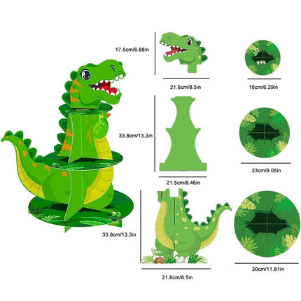 3 Tier Cartoon Dinosaur Party Cake Display Stand Dessert Cupcake Rack Holder