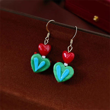 Vintage Contrasting Love Earrings Fashion Jewelry Women Romantic Accessories