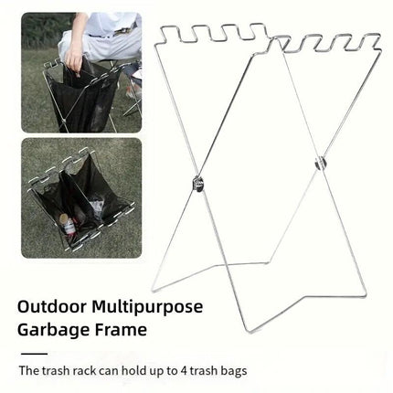 Outdoor Portable Folding Trash Bag Holder Rack for Home Kitchen and Camping Use