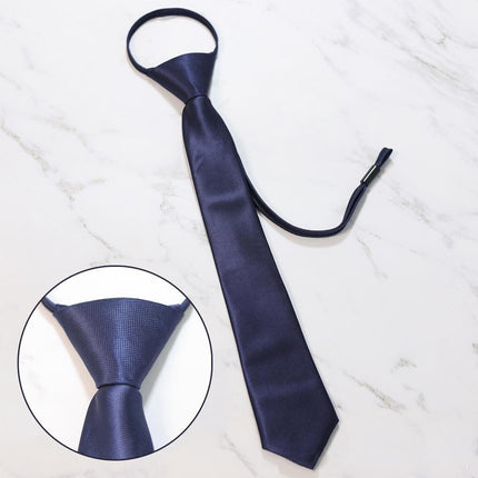 Students' Formal School Uniforms Knot-free Ties Black Plaid Jk Zipper Ties Rope Belts - Aimall