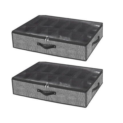 2pcs Underbed Shoe Storage Boxes Closet Organizer for Shoes Space Saving Storage