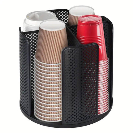 Paper Cup Holder Organizer Swivel Compartment Cup Picker Drink Storage Stand