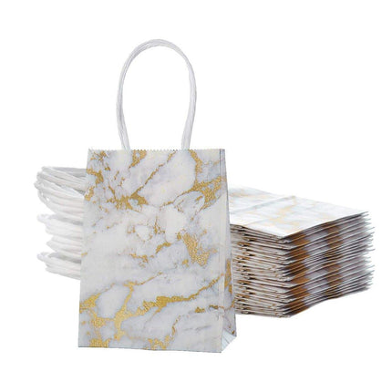 25PCS Marble Series Shopping Paper Bag Luxury Handbag Party Favor Gift Bags Set