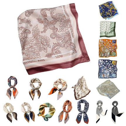 Square Silk Feel Satin Scarf Small Vintage Head Neck Hair Tie Band Women Elegant - Aimall