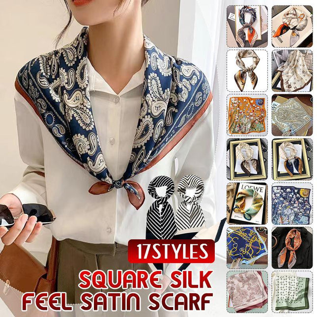 Square Silk Feel Satin Scarf Small Vintage Head Neck Hair Tie Band Women Elegant - Aimall