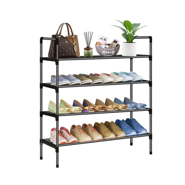 4-Tier Metal Shoe Rack Organizer Dustproof Shoe Cabinet Storage Shelf for Home