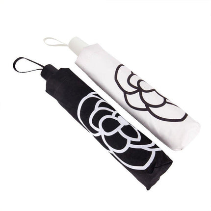 Rain Umbrella Compact Folding Sunscreen Umbrella Camellia Outdoor UV Protection