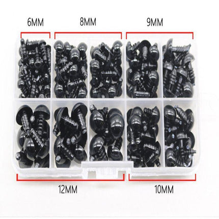 100x Teddy Plush Doll Black Plastic Safety Eyes DIY Toy Crafts Kit 6-12mm NEW - Aimall